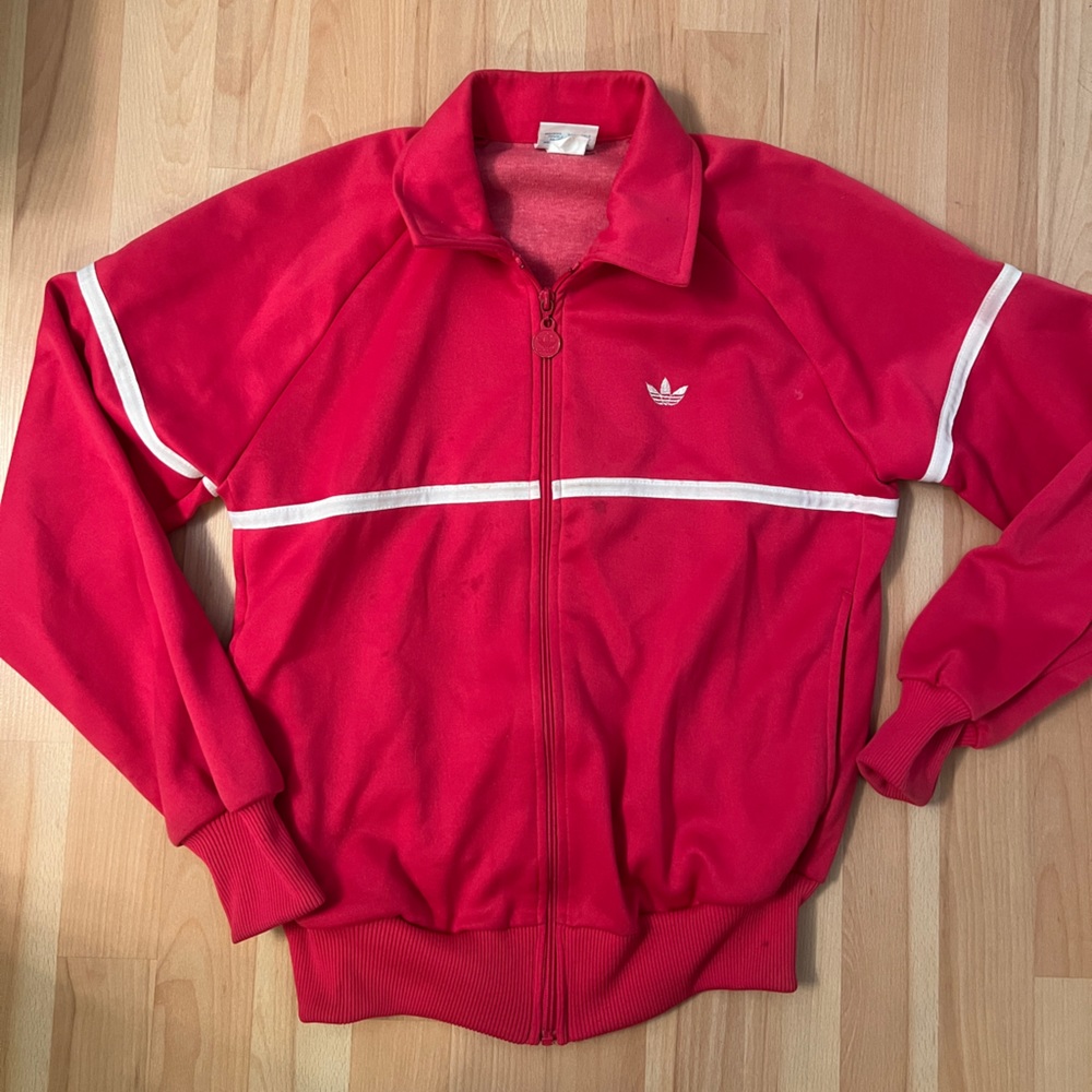 Fuchsia Pink Adidas Vintage Zip Up Athletic Jacket